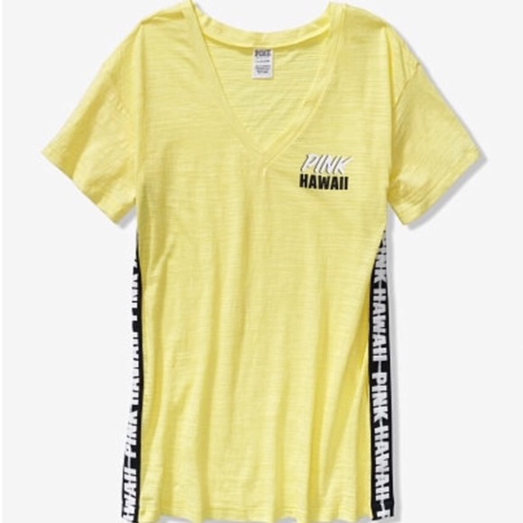 PINK Victoria’s Secret Hawaii V-Neck Short Sleeve Tee Top New With Tag - Picture 3 of 8